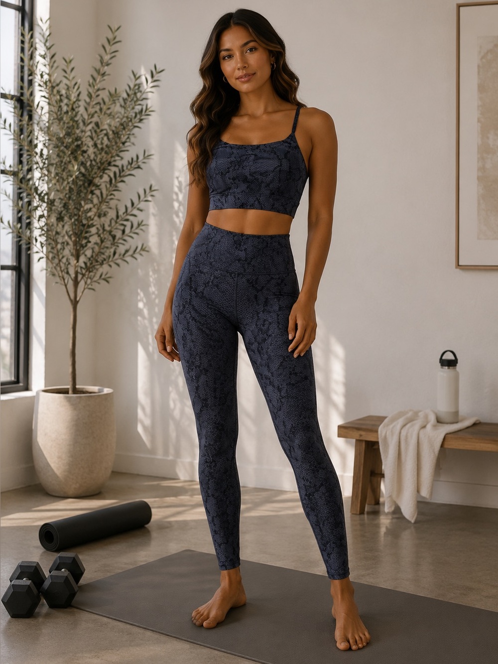 Allfenix Anthropologie Snakeskin Print Workout Set